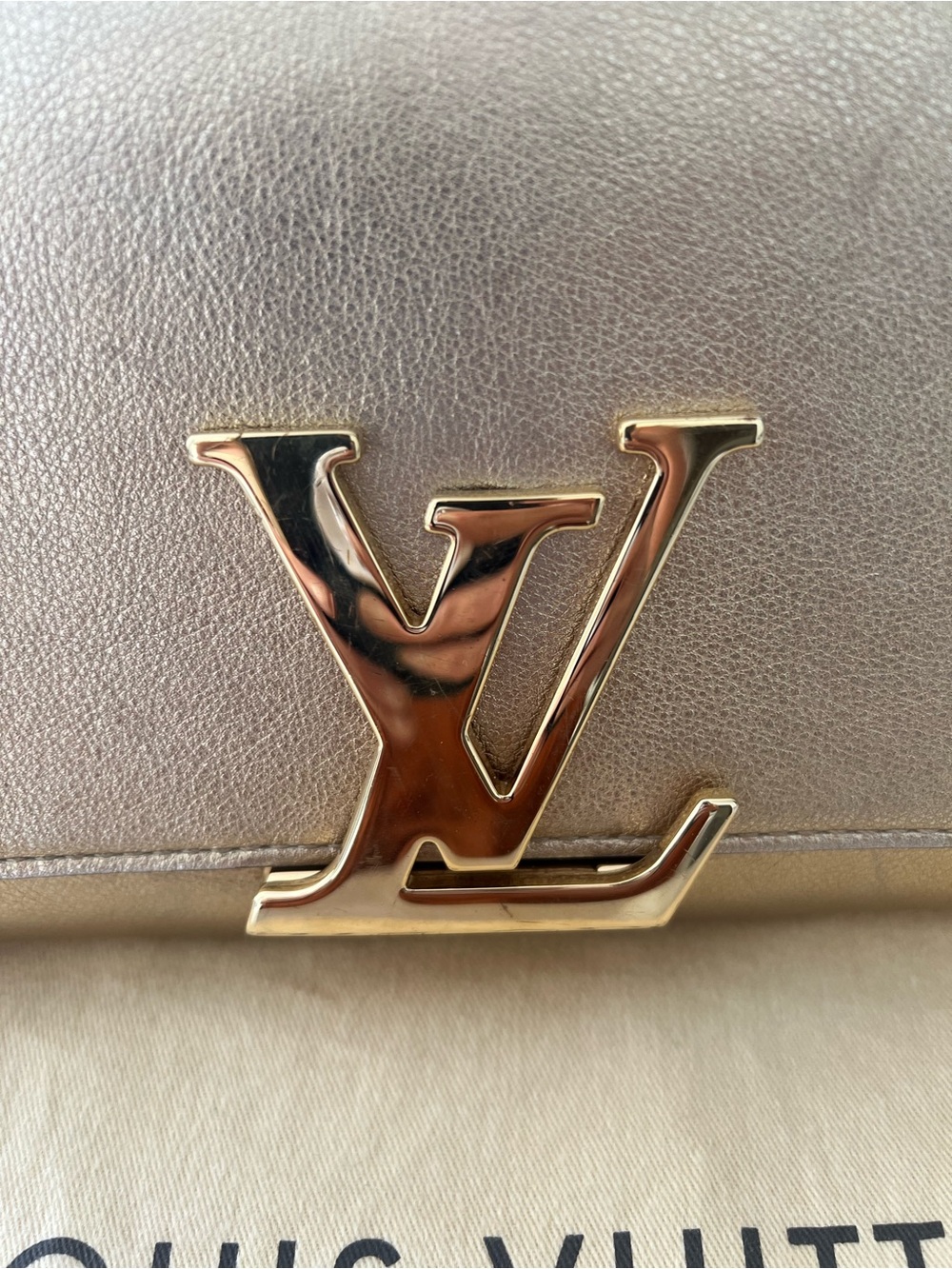 Authentic Louis Vuitton Louise MM Metallic Gold Leather Envelope Clutch Bag - Picture 3 of 10